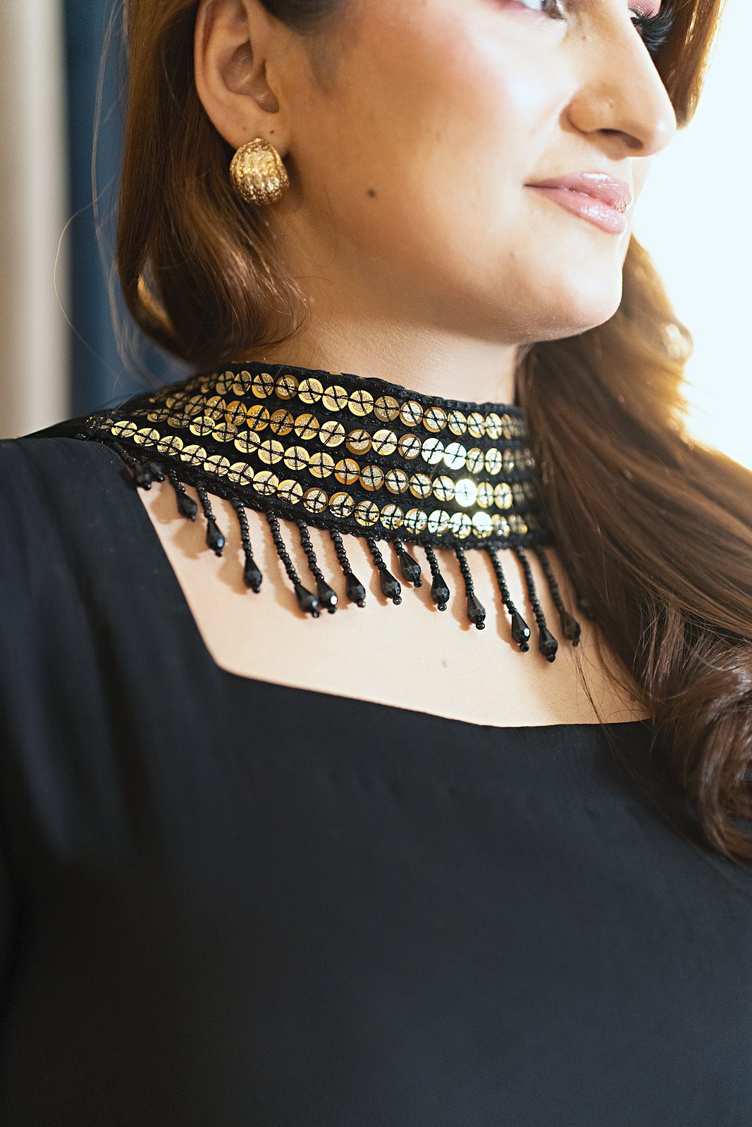Étoile: 2-Piece Sitara-Cuff Crinkle Chiffon Frock with Beaded-Neck Dupatta - Image 4