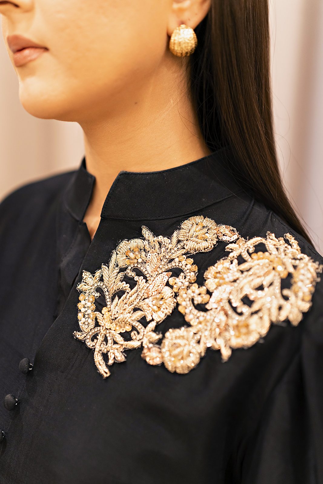 Malika: 2-Piece Queen Silk Frock Lehenga with Hand-Made Gold Motifs - Image 6