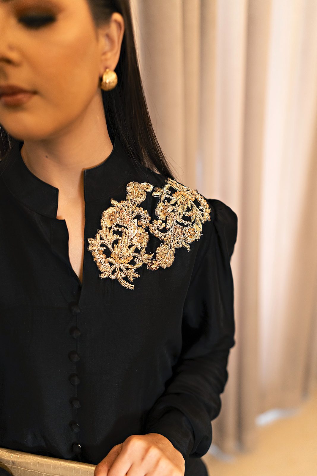 Malika: 2-Piece Queen Silk Frock Lehenga with Hand-Made Gold Motifs - Image 7