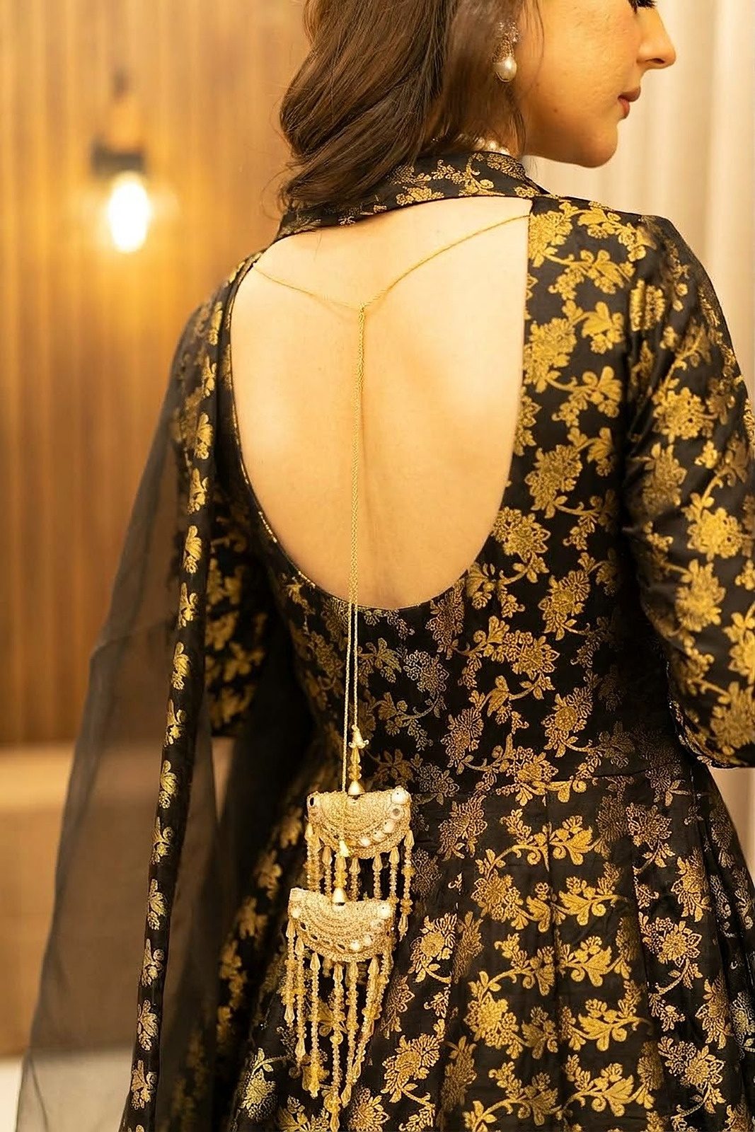 Shahana: 3-Piece Jamawar Latkan-Back Anarkali Set - Image 8