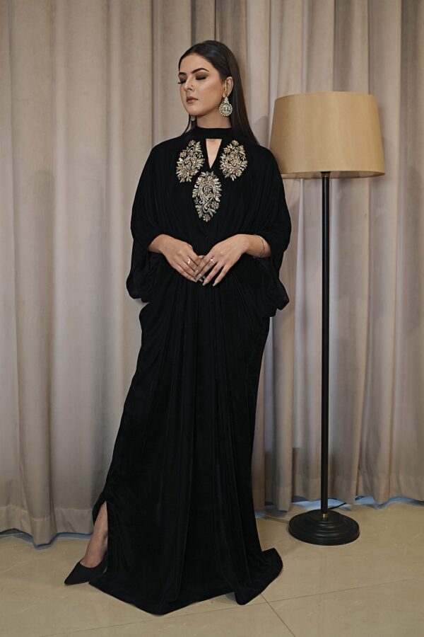 Velours: Micro Velvet Hand-Embroidered Keyhole Kaftan