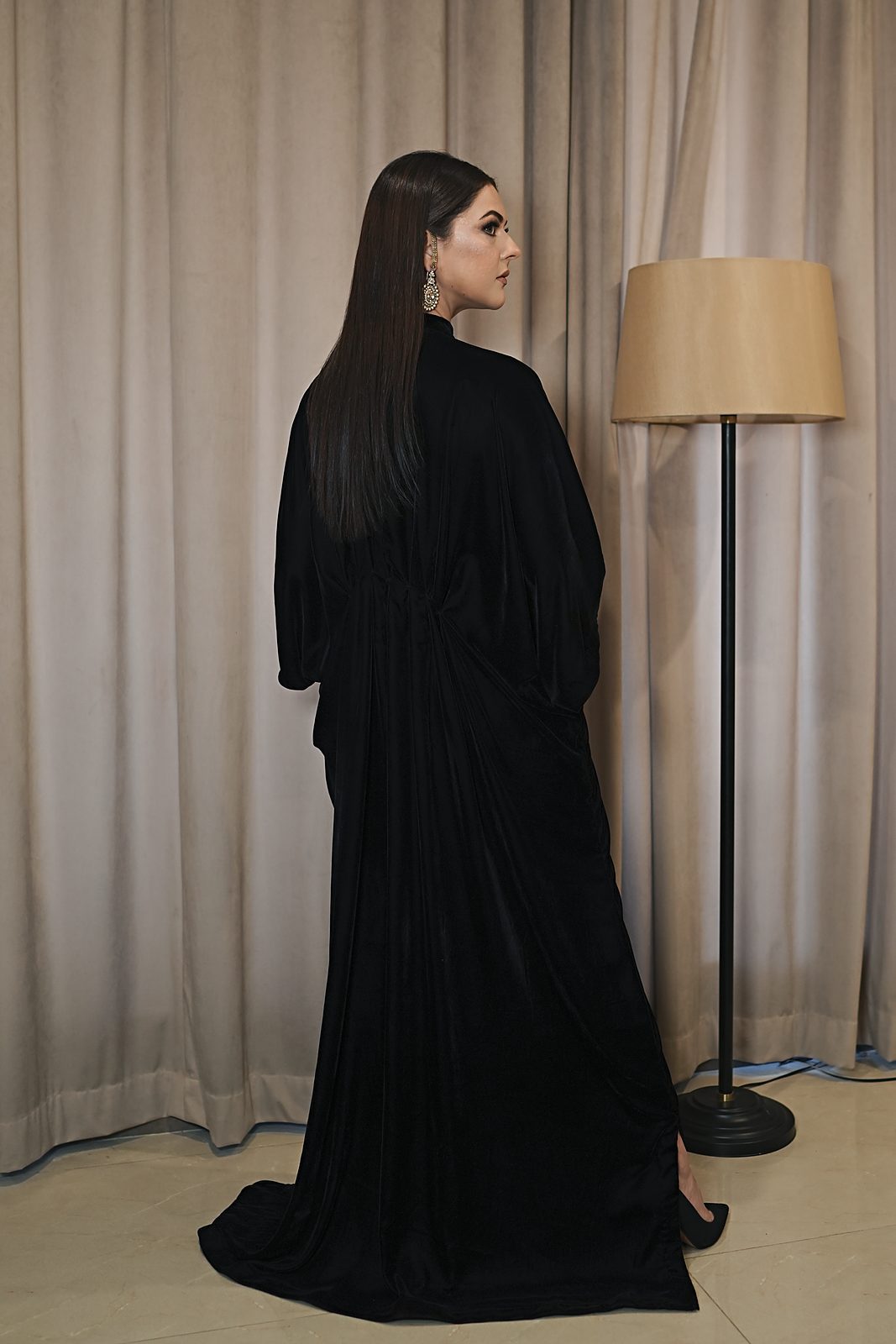 Velours: Micro Velvet Hand-Embroidered Keyhole Kaftan - Image 8
